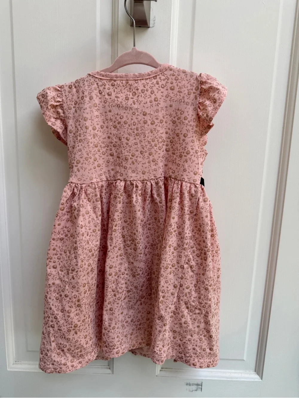 NWOT 4T Girls Epic Threads Pink Floral-Short Sleeve Dress with Black Waist Bow